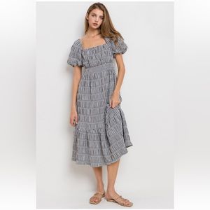 ShopEvelynne Black and White Gingham Midi Dress